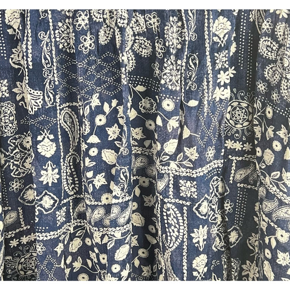 Ces Femme Floral Paisley BlueV-Neck Babydoll Blouse Women's Large Flowy - Picture 7 of 10